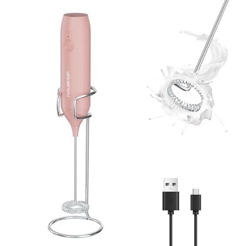 HAUSHOF Milchaufschäumer Stab + Milchschäumer für Kaffee & Cappuccino + Professionelle Hand-Herausforderung + Café-Bude