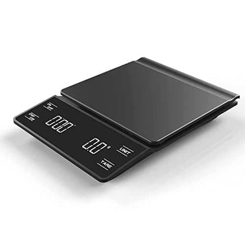 Nilpferd Digitale Kaffeewaage mit Timer - hohe Präzision 0,1g/3 kg,.LED-Touchscreen, Für Kaffeeliebhaber, Haushaltswarte