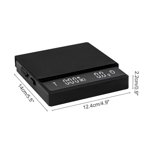 Digitale Kaffeewaage 2 kg/0,1g Genaue + Hitzebeständiger Matte + Tragbare Küchenwaage für Espresso und Filterkaffee