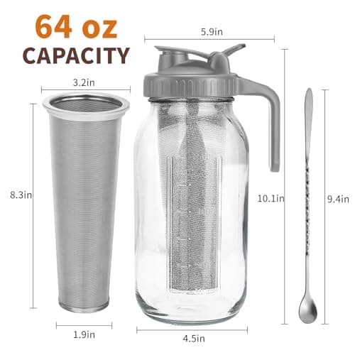 Kaltgebrüh-Kaffeemaschine Cafultgo 1500 ml Glas Echtstahlfilter Reinigungsbürste