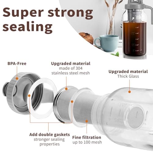 Kaltgebrüh-Kaffeemaschine Cafultgo 1500 ml Glas Echtstahlfilter Reinigungsbürste