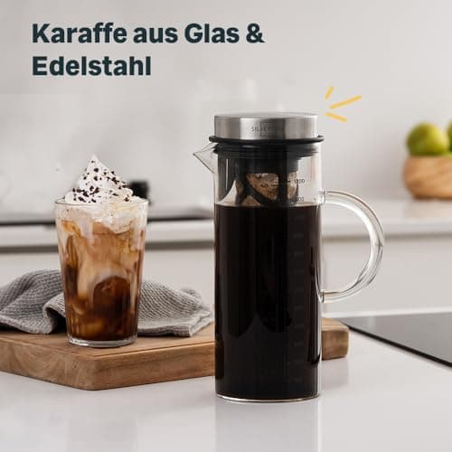 SILBERTHAL Cold Brew Coffee Maker Glas 1,2l - Für Kaffee und Tee - feiner Filtereingriff