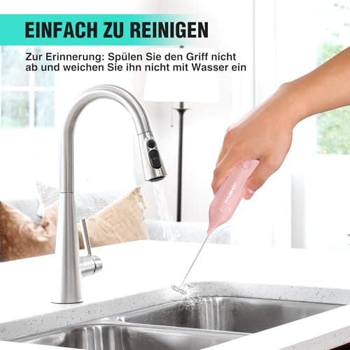HAUSHOF Milchaufschäumer Stab Rosa - Einfach für Kaffee und Cappuccino, ideal für Hausgebrauch, mit Edelstahl Schneebese
