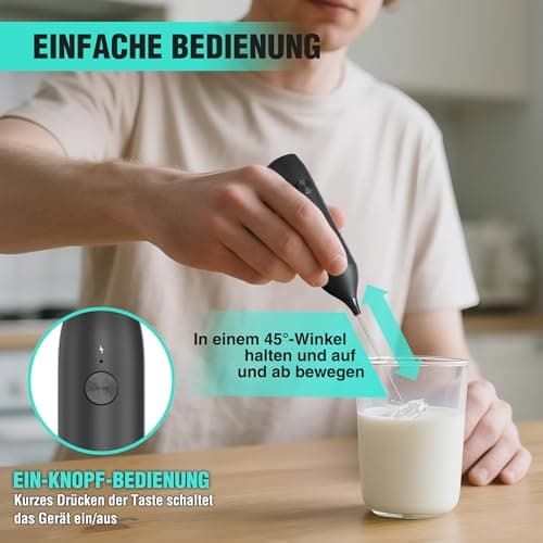 HAUSHOF Milchaufschäumer Stab + Milchschäumer für Kaffee & Cappuccino + Professionelle Hand-Herausforderung + Café-Bude