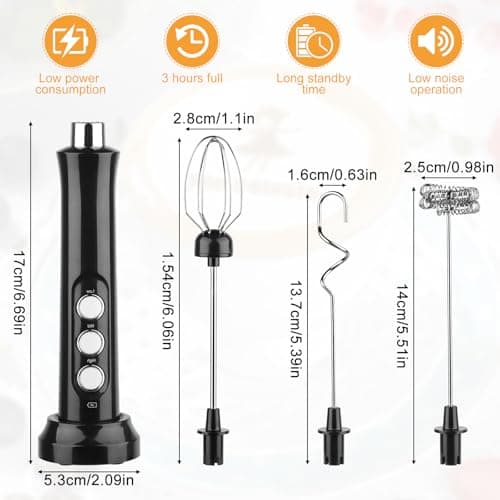 NVIYAM Elektrischer Hand-Held Milk Frother Stab, Drei Quirl, Wiederaufladbar, für Matcha, Cappuccino und Sahne
