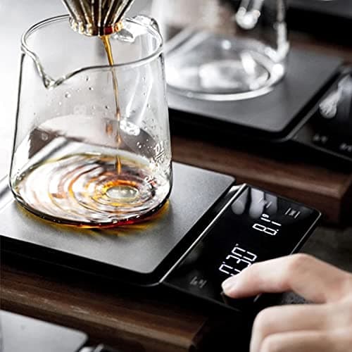 Nilpferd Digitale Kaffeewaage mit Timer - hohe Präzision 0,1g/3 kg,.LED-Touchscreen, Für Kaffeeliebhaber, Haushaltswarte
