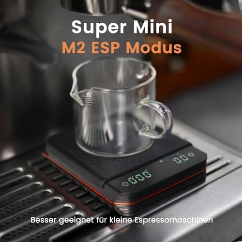 【FOXNSK+Mini Kaffeewaage】+【0.1g Genaue】+【Coffee Scale】+【Barista】+【Timer】+【USB Aufladbar】+【Led Display】+【Max 2kg】+【Schwar