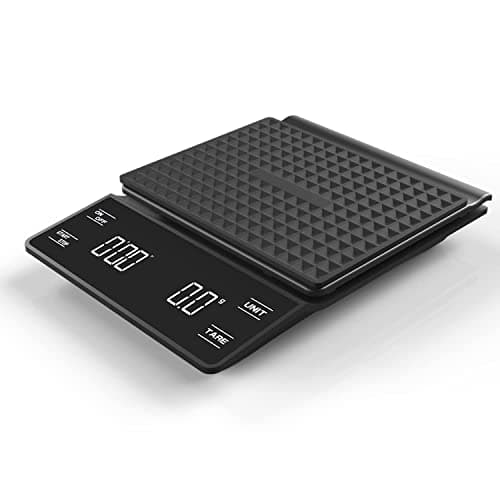 Nilpferd Digitale Kaffeewaage mit Timer - hohe Präzision 0,1g/3 kg,.LED-Touchscreen, Für Kaffeeliebhaber, Haushaltswarte