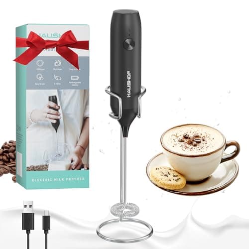 HAUSHOF Milchaufschäumer Stab + Milchschäumer für Kaffee & Cappuccino + Professionelle Hand-Herausforderung + Café-Bude