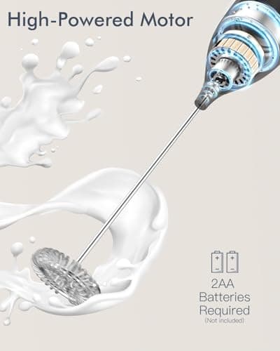 Milchaufschäumer Stab Elektrisch tragbar für Latte, Matcha-Tee, Cappuccino, Schwarz hohe Leistung Batteriebetrieb Kaffee