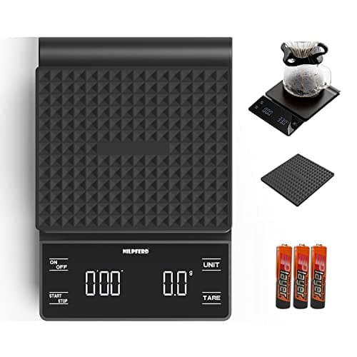 Nilpferd Digitale Kaffeewaage mit Timer - hohe Präzision 0,1g/3 kg,.LED-Touchscreen, Für Kaffeeliebhaber, Haushaltswarte