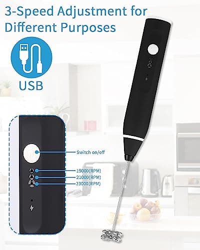 Jutyum Milchschäumer Stab Elektrisch USB Wiederaufladbar Milchausbeißer für Kaffee Lunar Grün Rot