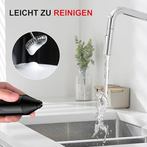 Bonsenkitchen Elektrische Milchaufschäumer für Kaffeeliebhaber - Latte Macchiato & Cappuccino - Handheld Stab - Batterie