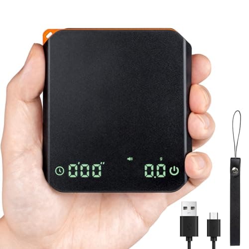 【FOXNSK+Mini Kaffeewaage】+【0.1g Genaue】+【Coffee Scale】+【Barista】+【Timer】+【USB Aufladbar】+【Led Display】+【Max 2kg】+【Schwar