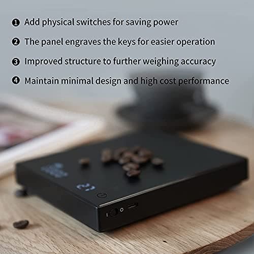 TIMEMORE Digitale Kaffeewaage, 2000 g, Espresso-Zubereitung optimieren mit Timer und genauem Gewichtsmessung (Schwarz)