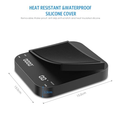 Brifit Highpräzise Espresso Waage 3kg/0.1g, Hochpräzise Küchenwaage, USB Laden, LED-Anzeige, Tara Funktion, Touch-Button