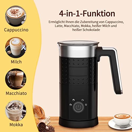 Elektrischer Milchaufschäumer 4 in 1 Heißer Kalter Milchschaum Geräuschloser Heiße Schokolade Latte Cappuccino Macchiato