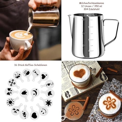 FITNATE Elektrischer Milchaufschäumer für Kaffee und Latte Artig mit 3 Stufen und Edelstahl Schneebesen, 12V aufladbare