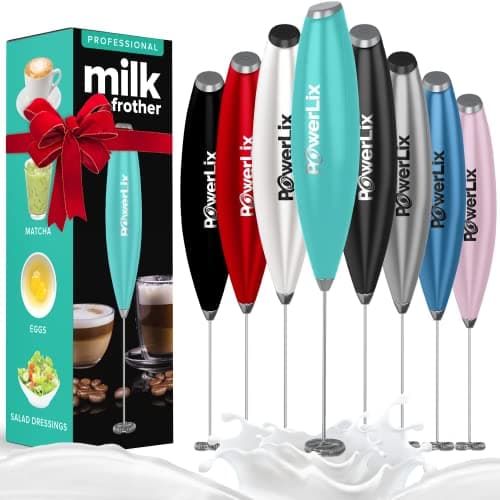 PowerLix Elektrischer Milk Frother - für Kaffee & Schokolade - Edelstahlständer 15-20s, 19000 U/min, Batteriebetrieben