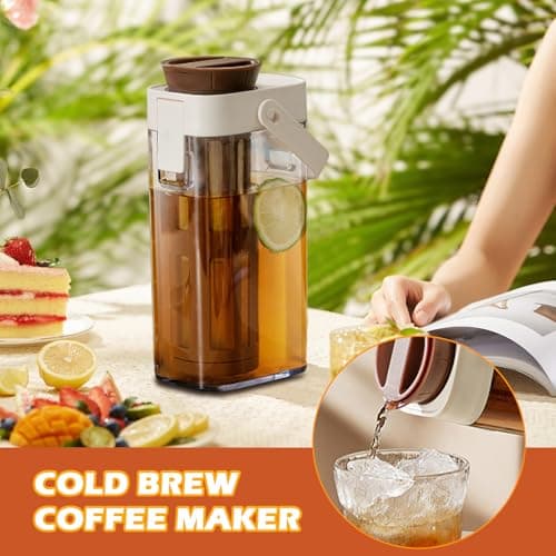 Cold Coffee Brewer - Platzsparendes Glas mit Griff, 1 Liter Cold Brew Tea Maker Küchenutensilien für Eistee und Fruchtge
