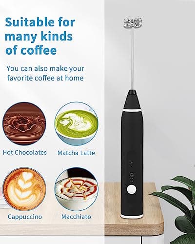 Jutyum Milchschäumer Stab Elektrisch USB Wiederaufladbar Milchausbeißer für Kaffee Lunar Grün Rot