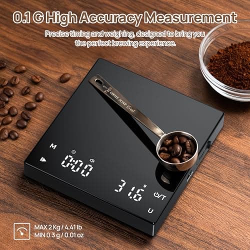 Meilen Mini-Kaffeewaage mit Timer für Espresso, Pour-Over, Drip (Schwarz)
| Meilen 2 KG/0,1G Präzise Espresso Waage, Wi