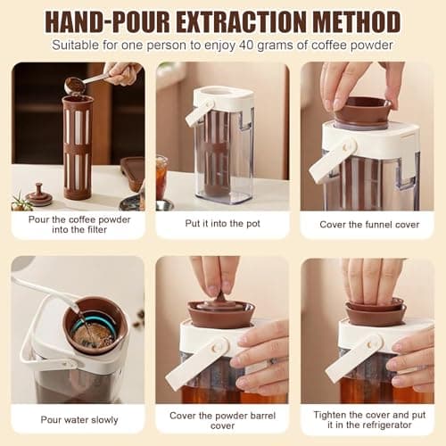 Cold Coffee Brewer - Platzsparendes Glas mit Griff, 1 Liter Cold Brew Tea Maker Küchenutensilien für Eistee und Fruchtge
