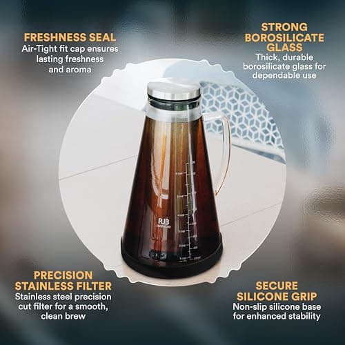 Ovalware Cold Brew Coffee Maker - Luftdichte Kaffeemaschine und Teesieb für kalten Kaffee (1.5 Liter)