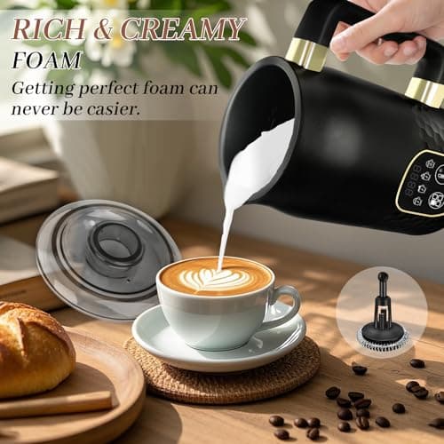 Elektrischer Milchaufschäumer - Automatischer Temparaturkontrollheißer Schokolade Schaum für Cappuccino und Latte