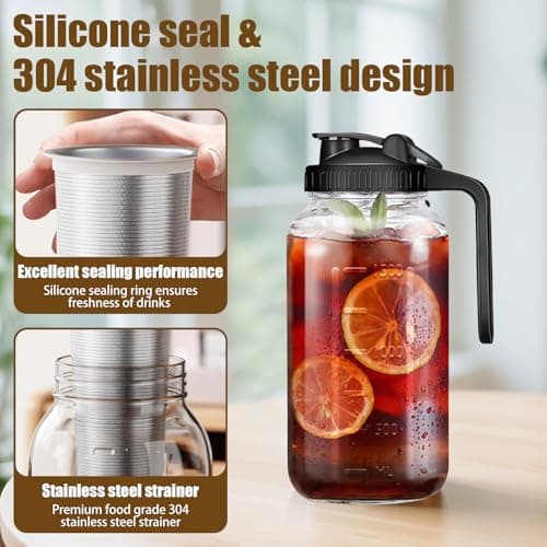 LASIEYO Cold Brew Coffee Maker Jar 2L - Ideal für Hausliche Kaffeezubereitung, Perfect für Iced Coffee und Tea
| Lasiey