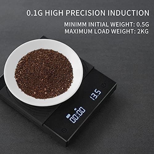 TIMEMORE Digitale Kaffeewaage, 2000 g, Espresso-Zubereitung optimieren mit Timer und genauem Gewichtsmessung (Schwarz)