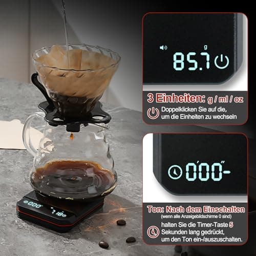 Mucek Präzise Espresso Waage 0,1 g Timer Küchenwaage Kochen Backen