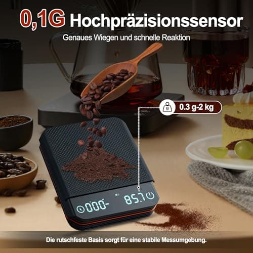 Mucek Präzise Espresso Waage 0,1 g Timer Küchenwaage Kochen Backen