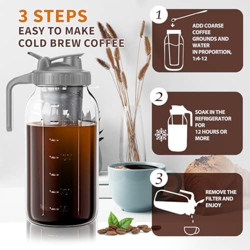 Kaltgebrüh-Kaffeemaschine Cafultgo 1500 ml Glas Echtstahlfilter Reinigungsbürste
