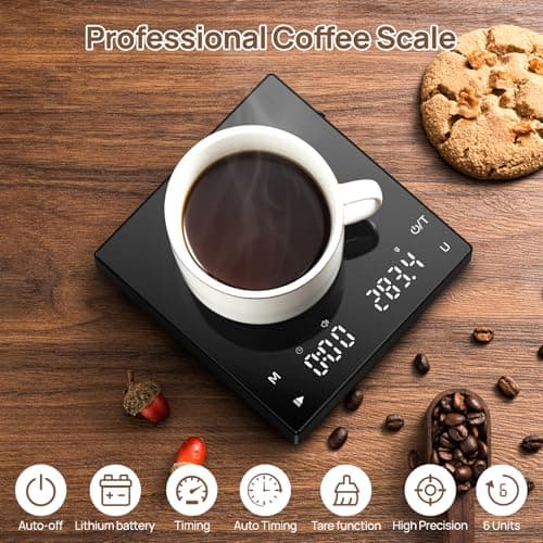 Meilen Mini-Kaffeewaage mit Timer für Espresso, Pour-Over, Drip (Schwarz)
| Meilen 2 KG/0,1G Präzise Espresso Waage, Wi