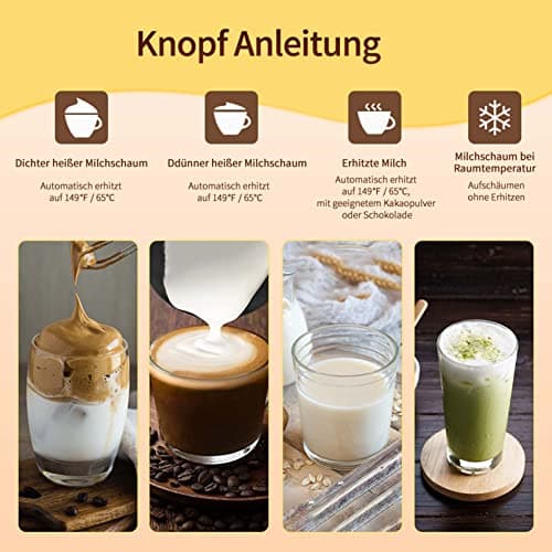 Elektrischer Milchaufschäumer 4 in 1 Heißer Kalter Milchschaum Geräuschloser Heiße Schokolade Latte Cappuccino Macchiato
