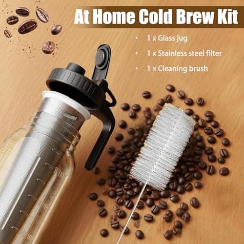 LASIEYO Cold Brew Coffee Maker Jar 2L - Ideal für Hausliche Kaffeezubereitung, Perfect für Iced Coffee und Tea
| Lasiey
