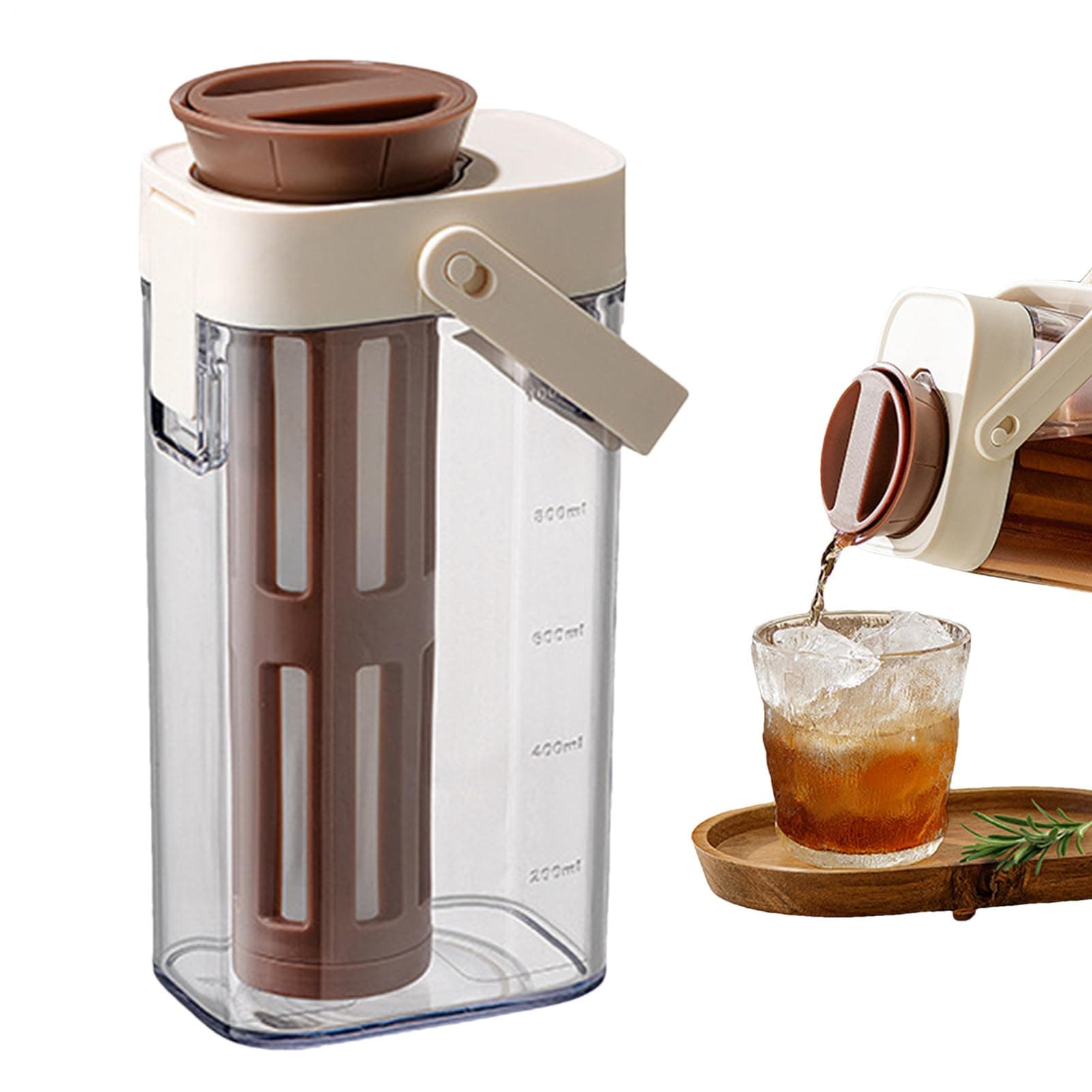 Cold Coffee Brewer - Platzsparendes Glas mit Griff, 1 Liter Cold Brew Tea Maker Küchenutensilien für Eistee und Fruchtge