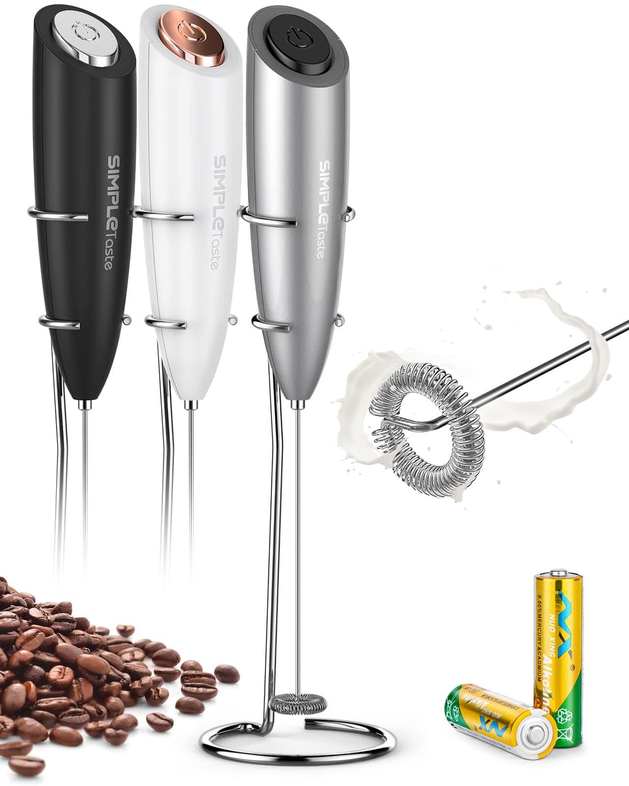 SIMPLETASTE Elektrischer Milk Frother für Cappuccino und Latte Art mit 2 Batterien
| SIMPLETASTE Handheld Schaumbereite