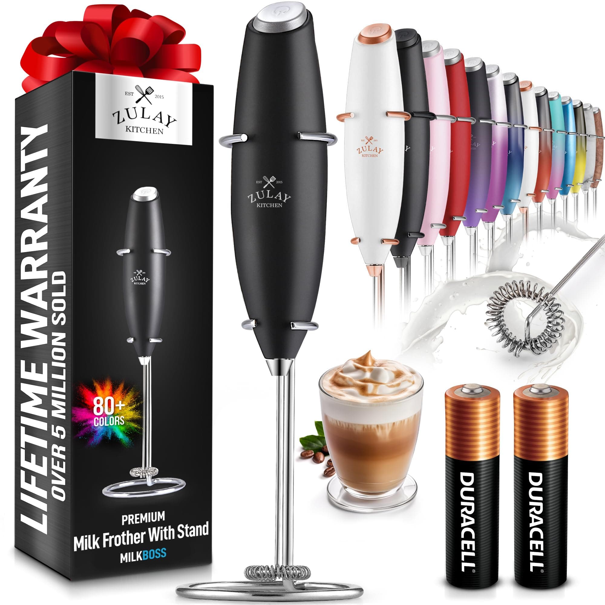 Zulay Starkwertiger Milchaufschäumer Elektrisch Stab – Ideal für Barista – Elektrischer Milchschäumer für Professionelle